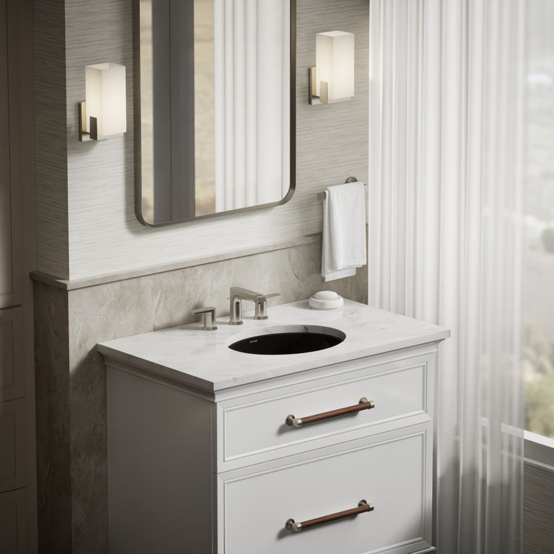 Caxton® Ceramic Oval Undermount Bathroom Sink with Overflow, Almond