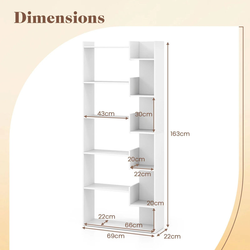 163cm H x 69cm W Bookcase, White