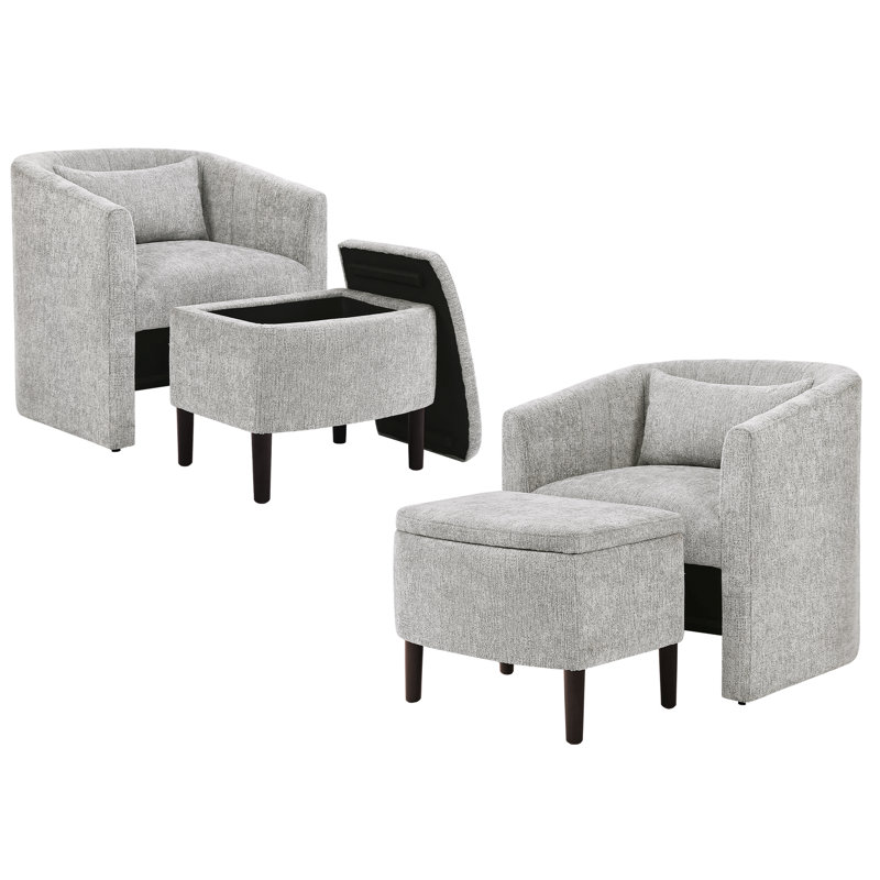Fauteuil Lane Accent avec pouf de rangement (lot de 2), Gray