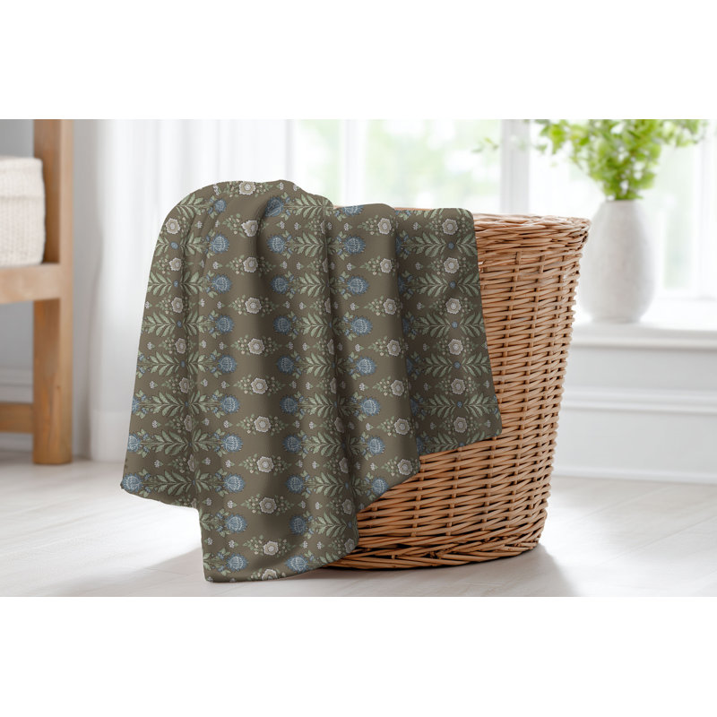 Couverture en velours de velours Kalina, Chocolat floral, L 80 po x l 60 po