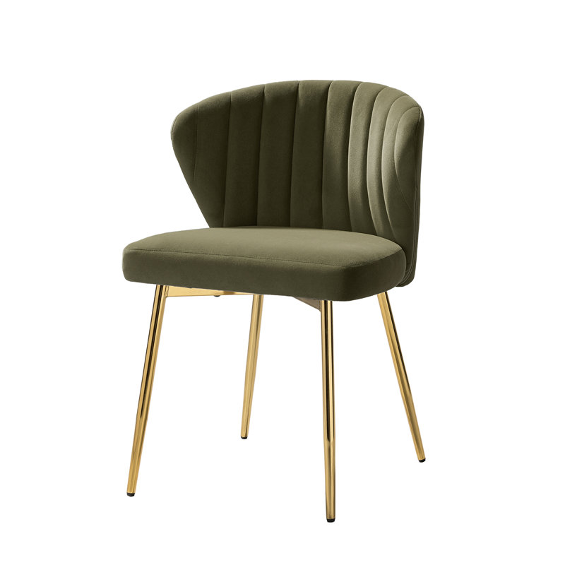 Fauteuil d'appoint moderne en velours avec dossier capitonné Euclid H 29 po, Velours de mousse