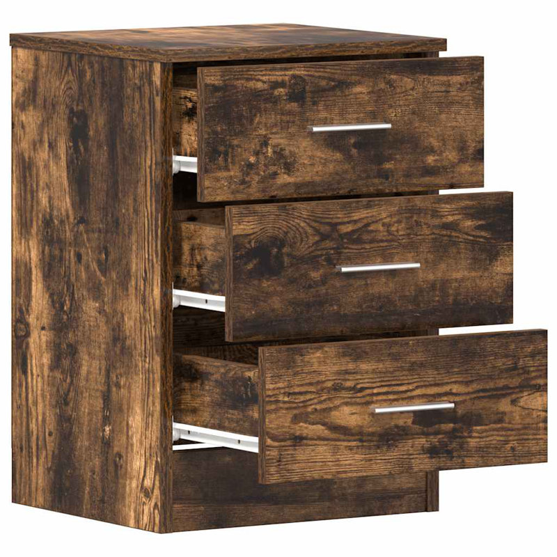 3 Drawer Bedside Table, Smoked Oak