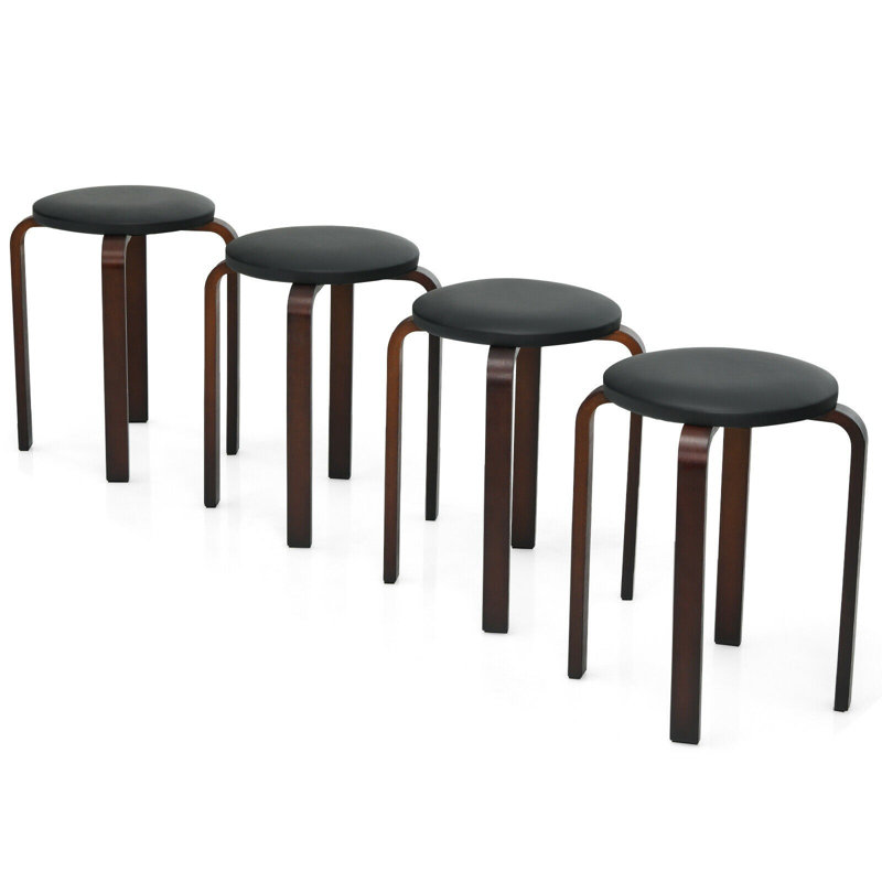 Solid Wood Counter Stool, Black