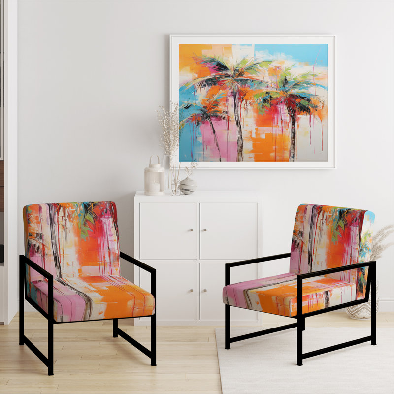 Davidenko - Chaise d'appoint rembourrée Palm Trees, Noir, noir, noir, noir