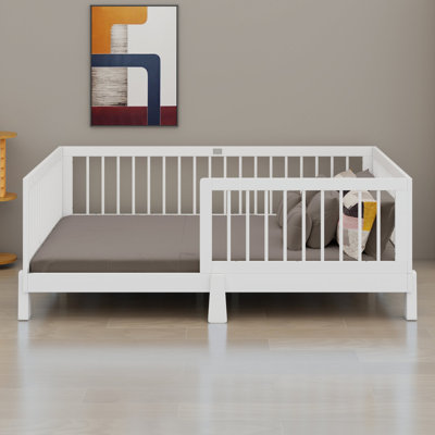 Daybed frame with guardrails grows with your child from  floor bed to platform bed for kids