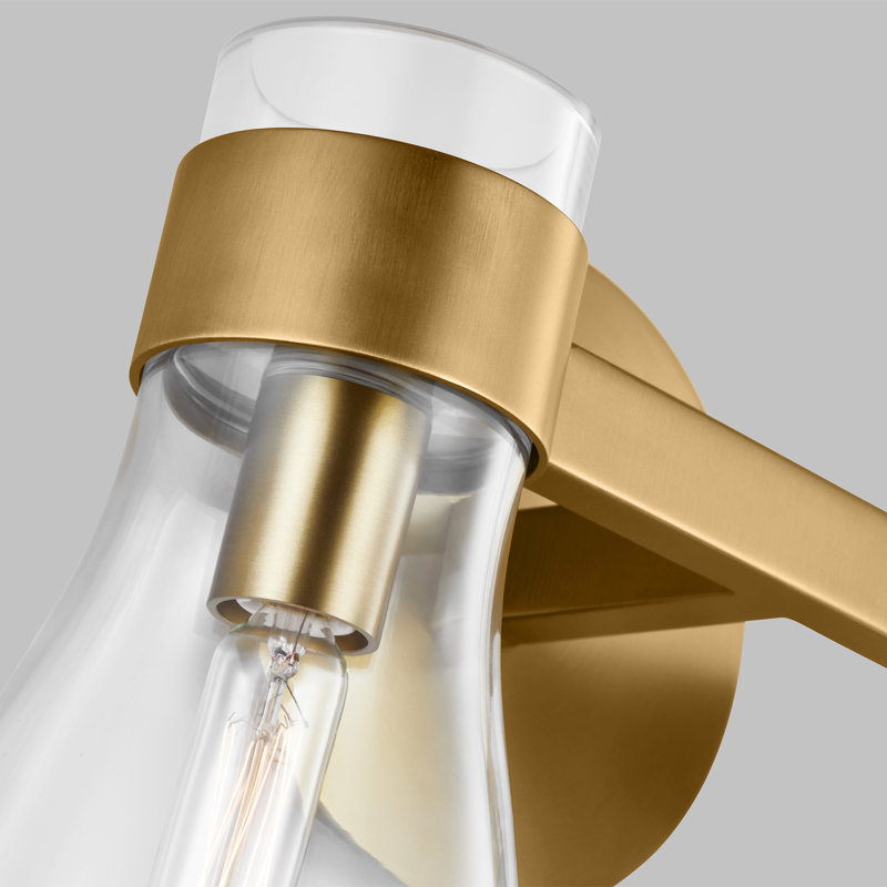 Burnished Brass and Glass Single Light Vanity Sconce