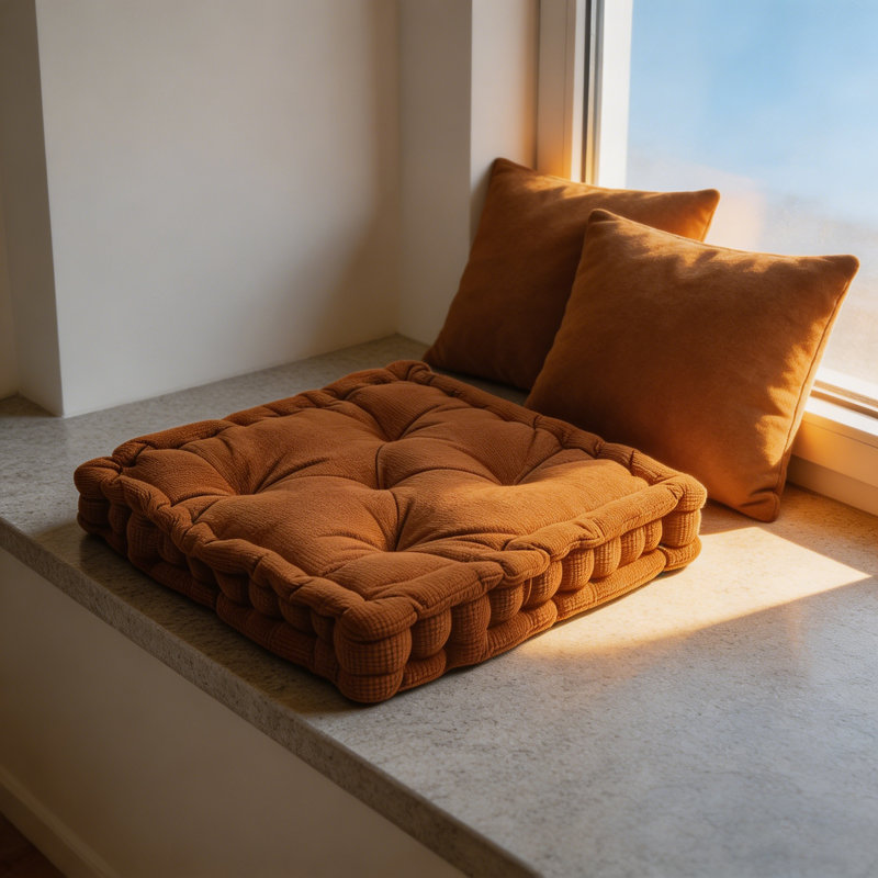 Square Microfiber  Floor Pillow /Cushion., Orange