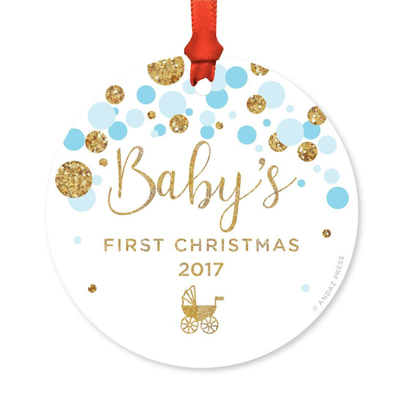 Metal People Holiday Shaped Ornament, Baby Blue/Gold, Yes