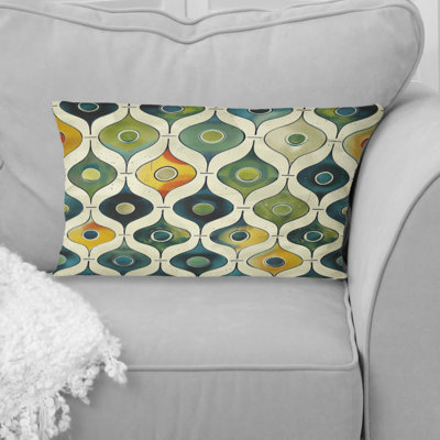 Blue Green Modern Geo I - Tiles Lumbar Pillow