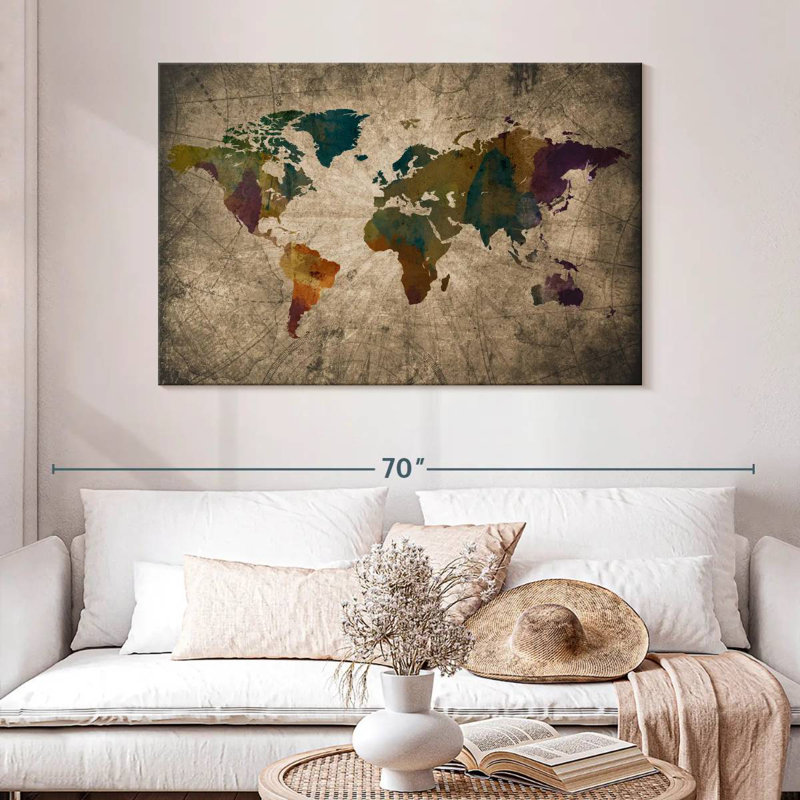 Aliaz Aged World Map XLIV, 32" H x 48" W