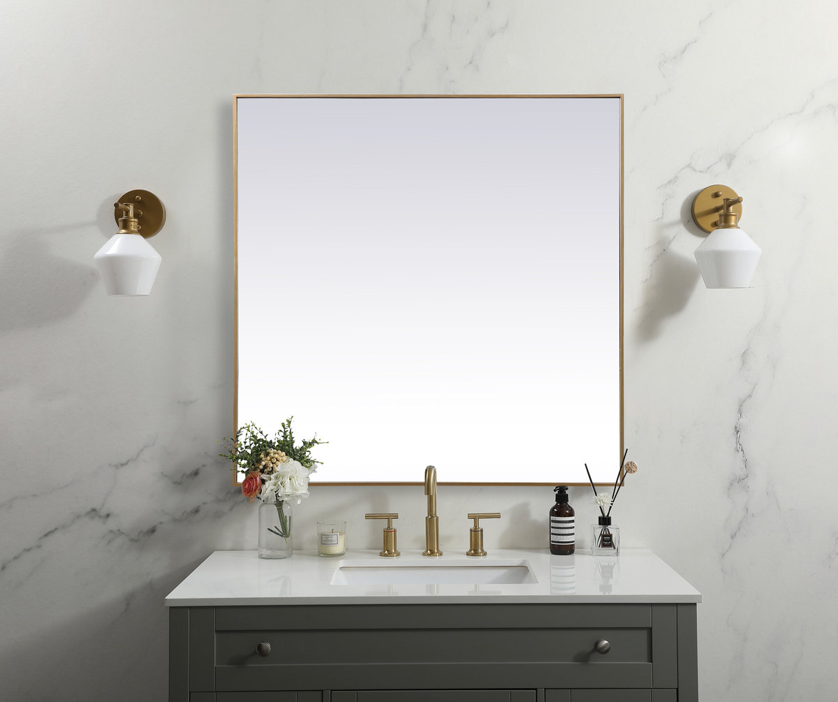 Valparaiso Metal Square Wall Mirror, Brass, 48"  x 48" 
