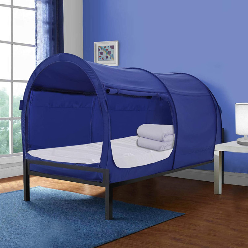 Portable Polyester Zipper Bed Canopy Privacy Space, Queen, Charcoal