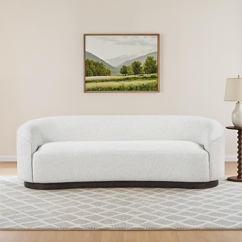 Pickensville 90.5'' Round Arm Curved Sofa, Oatmeal