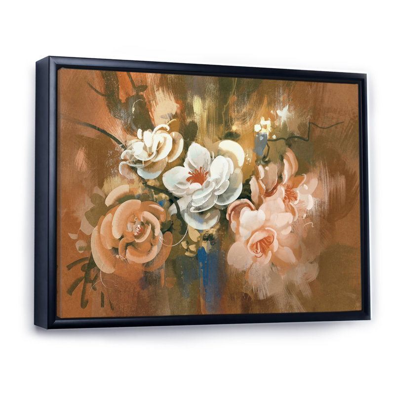 «Abstract Blooming Grunge Bouquet», reproduction sur toile, H 16 po x l 32 po x P 1 po, Cadre flottant noir