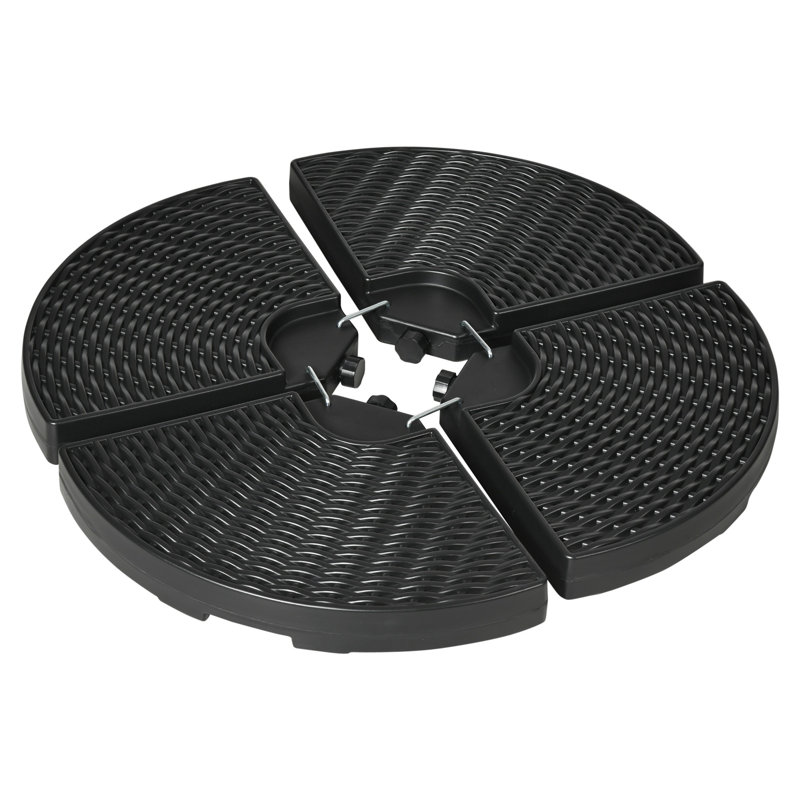 Matériau en PEHD pour parasol de patio pouvant contenir jusqu'à 150 lb de sable Pour toute base de parasol décalée | 4 pièces, rempli d'eau ou de sable (rond)