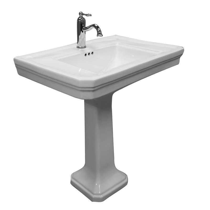 Barclay Drew 21.13'' White Vitreous China Rectangular Bathroom Sink with Overflow, Single, 35.25" H x 21.125" W x 30.25" L