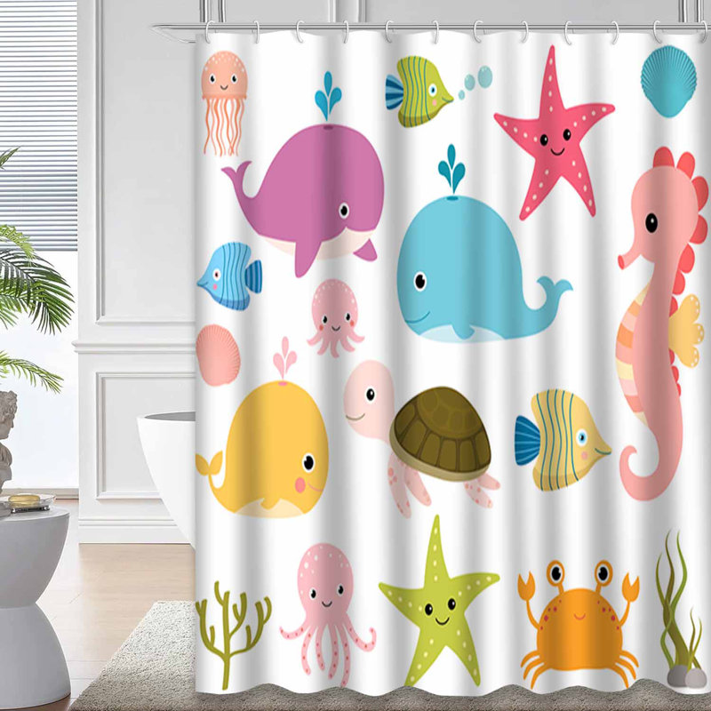 Rideau de douche imperméable pour bébé avec 12 crochets, L 72 po x l 84 po
