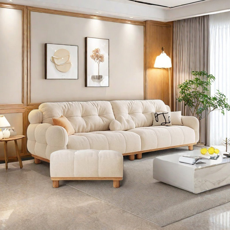 Log cream style simple fabric sofa set