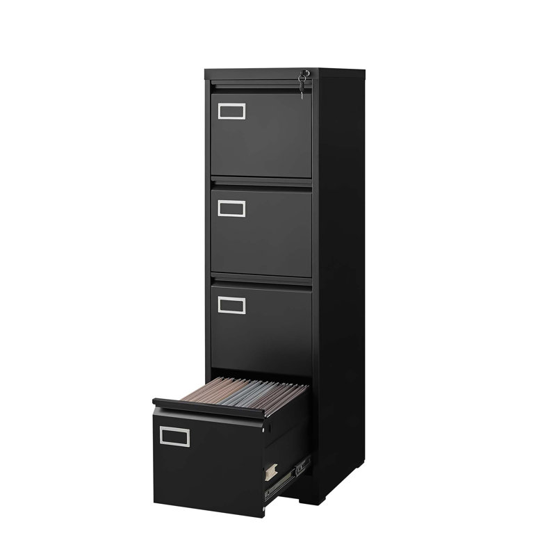 4 Drawer Vertical Metal File Cabinet With Lock, Durable And Spacious Storage For Home And Office Use, Supports Letter/A4/Legal Files