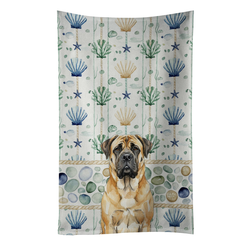 Fawn Mastiff Coastal Sea Glass Kitchen Towel, Fawn Mastiff
