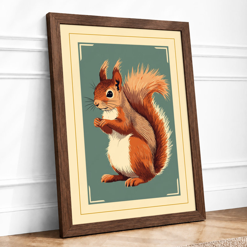 Red Squirrel Portrait Rustic - Print, A2 - 59.4 x 42.0 cm, Walnut