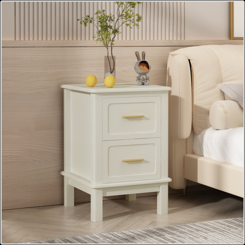 Table de chevet moderne avec 2 tiroirs spacieux pour les petits espaces, le salon, la chambre d'enfant et la chambre d'amis