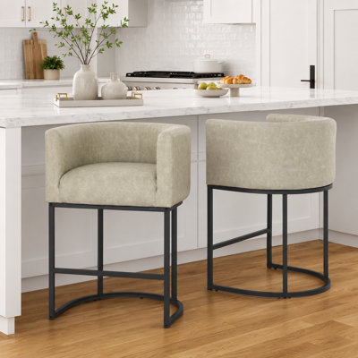 Upholstered Counter Height Stool with Metal Frame