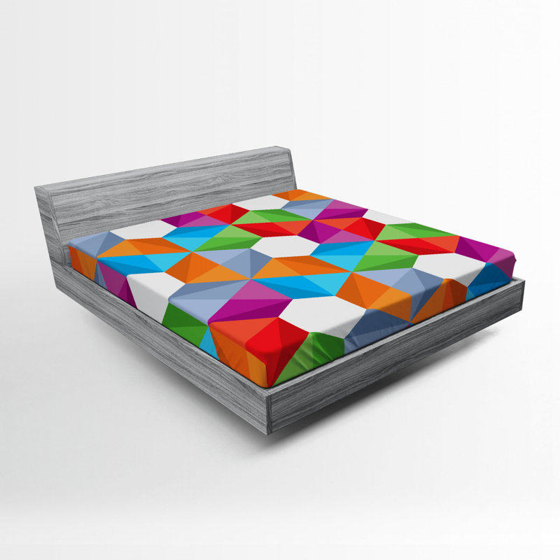 Microfiber Geometric Fitted Sheet, Full Fitted Sheet