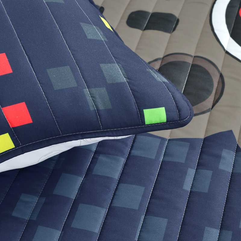 Navy Twin Reversible Boys' Video Game Quilt Set