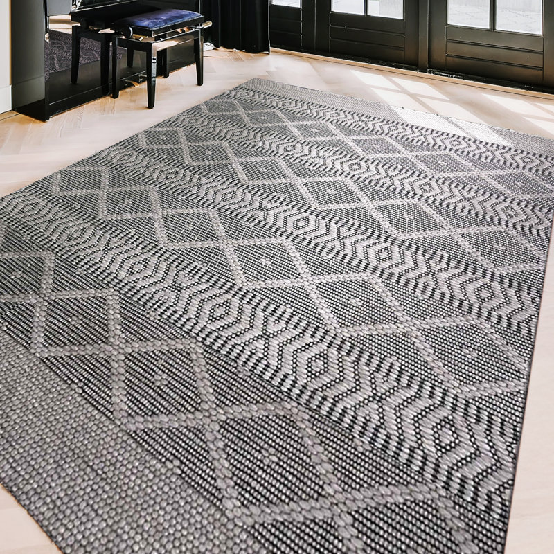 Wool Geometric Area Rug, Rectangle 9' x 12'