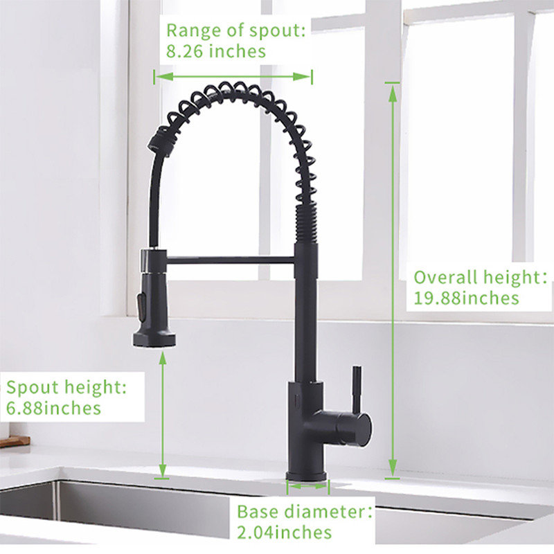 Casa Eclat Pull Down Kitchen Faucet, Matte Black