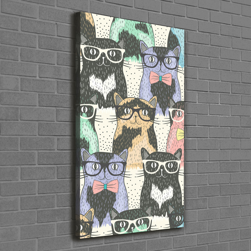 Cats with glasses 1 Piece Wrapped Canvas Wall Art