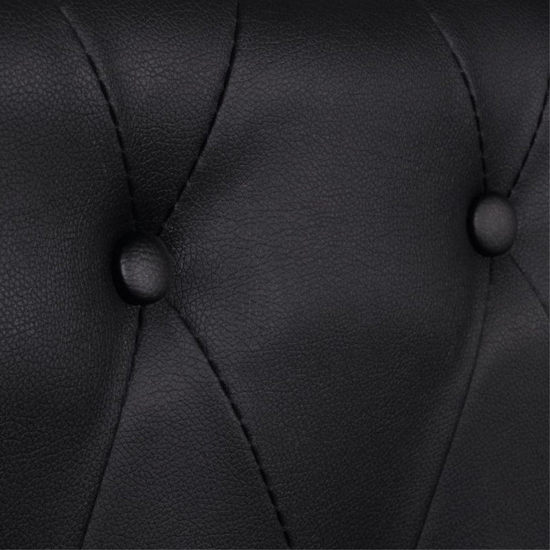 Chesterfield 3-Seater Artificial Leather Lounge Seating, Black Faux Leather