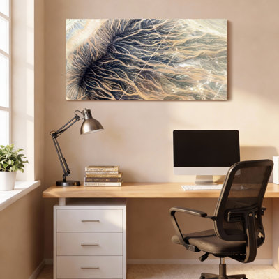 Ensemble de 1 tableau sur toile tendue représentant un paysage abstrait de réseau fluvial désertique