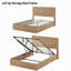 Structure de lit pour grand lit avec mécanisme de levage, conception en bois ondulé et support à 12 lattes-634595222