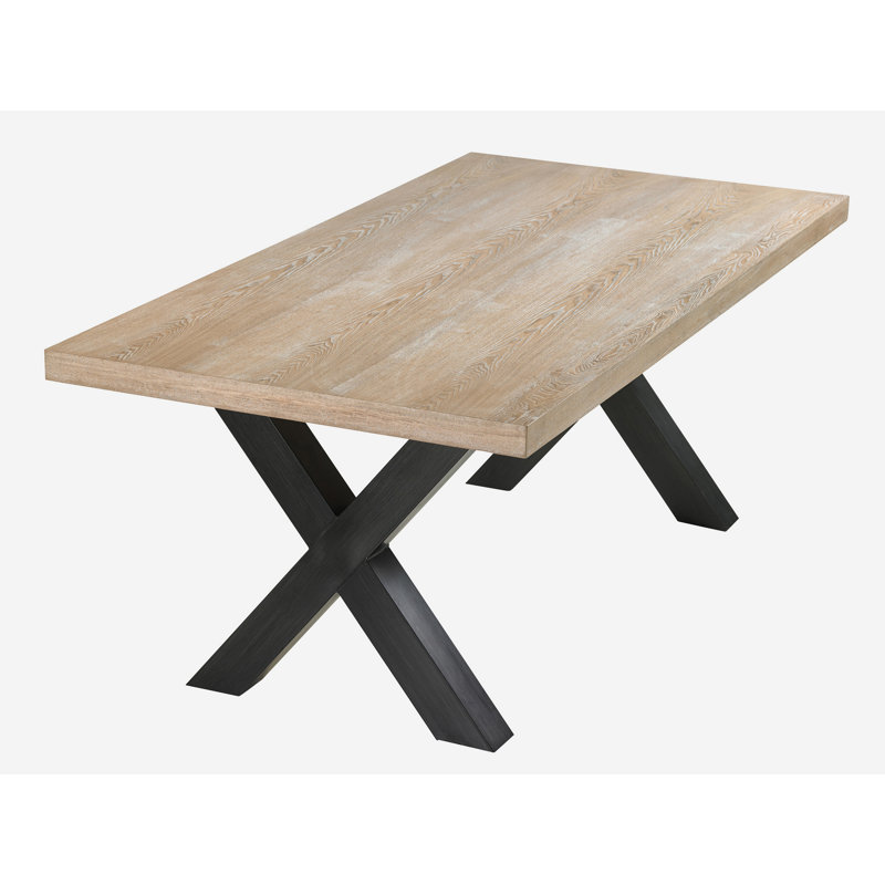 Pascoe Ash Rectangular Wood Top Dining Table with Steel Base, H76 x L200 x W100cm, Black