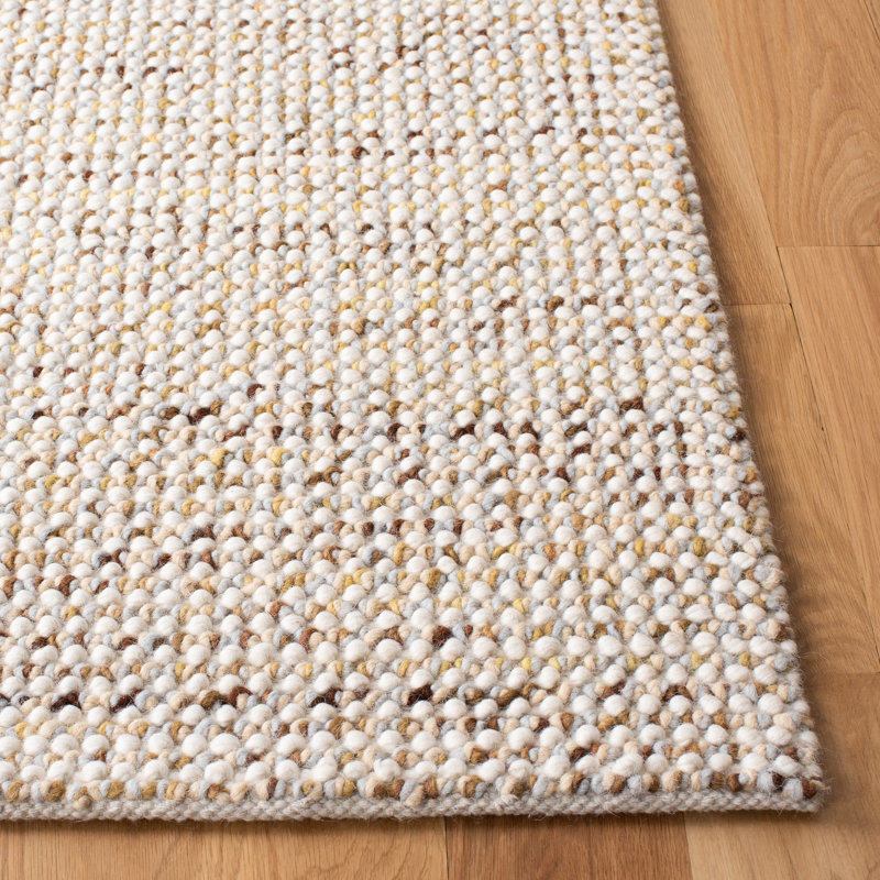 Ivory and Silver Hand-Woven Wool Runner Rug, 2'-3" x 8'