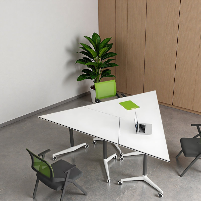 Ensemble de table de conférence pliable trapézoïdale modulaire mobile