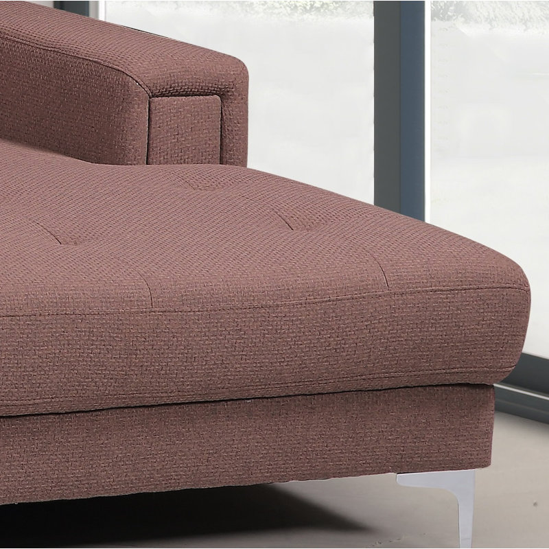 Maryellen Upholstered L-Shaped Sectional, Coffee Cotton Twill, Right Hand Facing