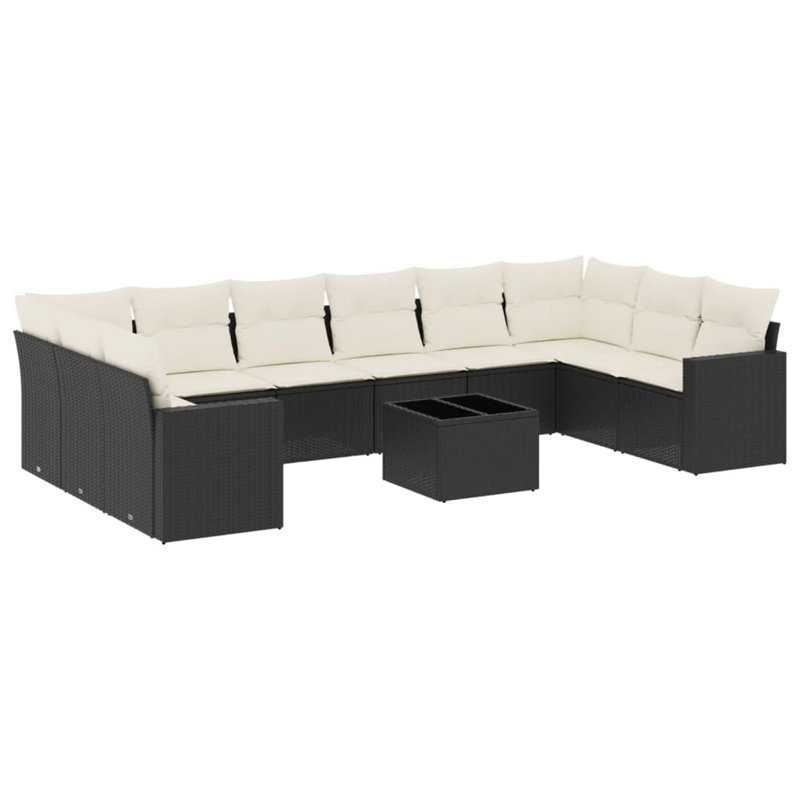 Ensemble de canapé de jardin Vidaxl noir, blanc crème