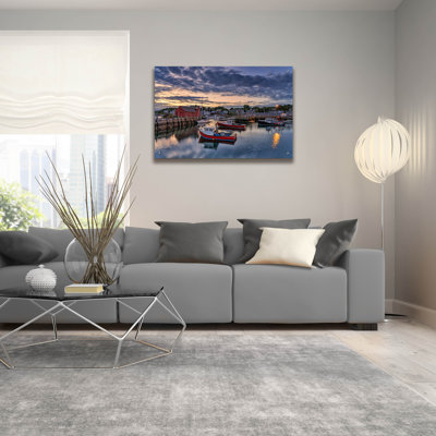 Art mural en verre Breakwater Bay «Dawn In The Harbor» par Rick Berk