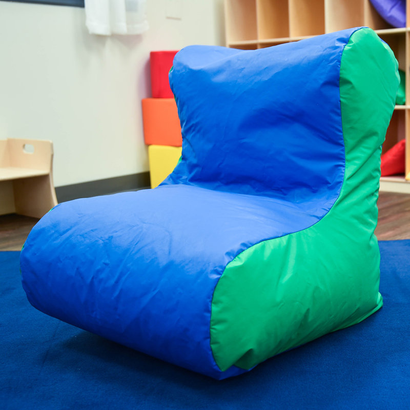 Chaise longue à dossier scolaire - bleu / vert