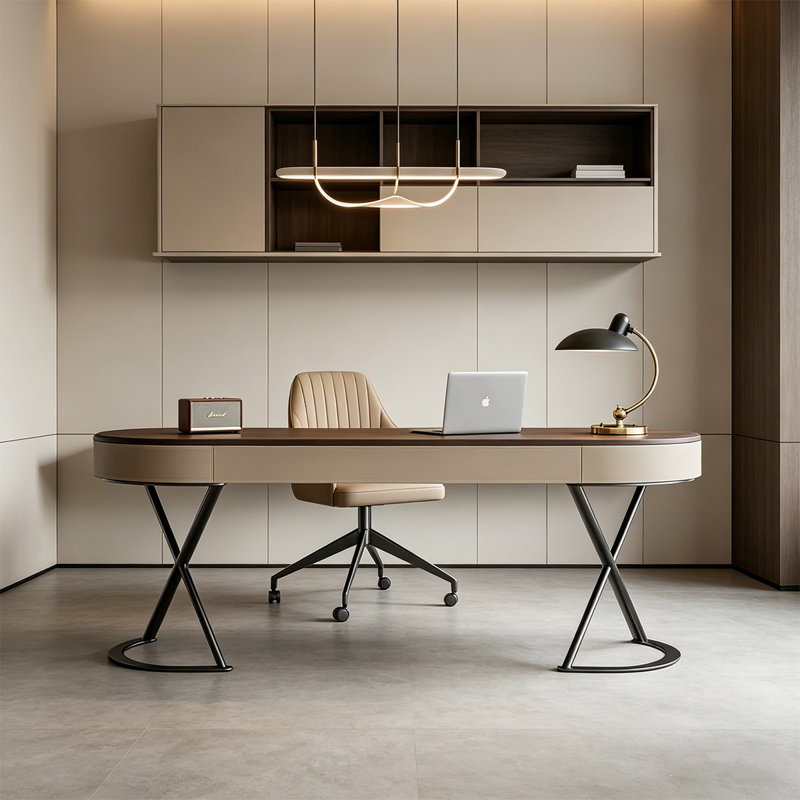 Bureau moderne en cuir selle minimaliste