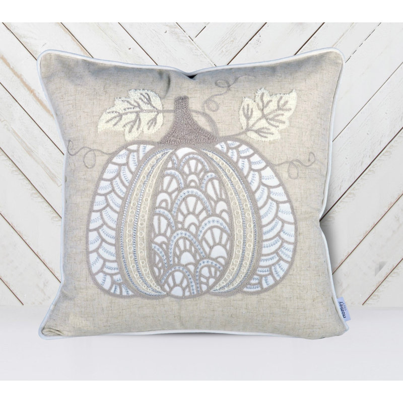 Lace Embroidered Pumpkin Throw Pillow