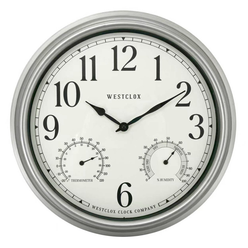 16" INDOOR/OUTDOOR WALL CLOCK, SILVER FINISH