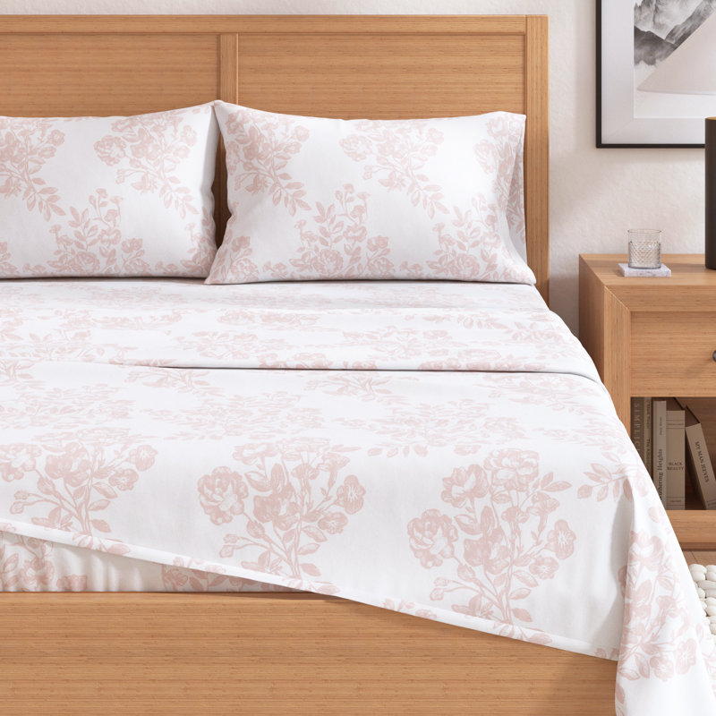 Queen Blush Pink Cotton Flannel Sheet Set