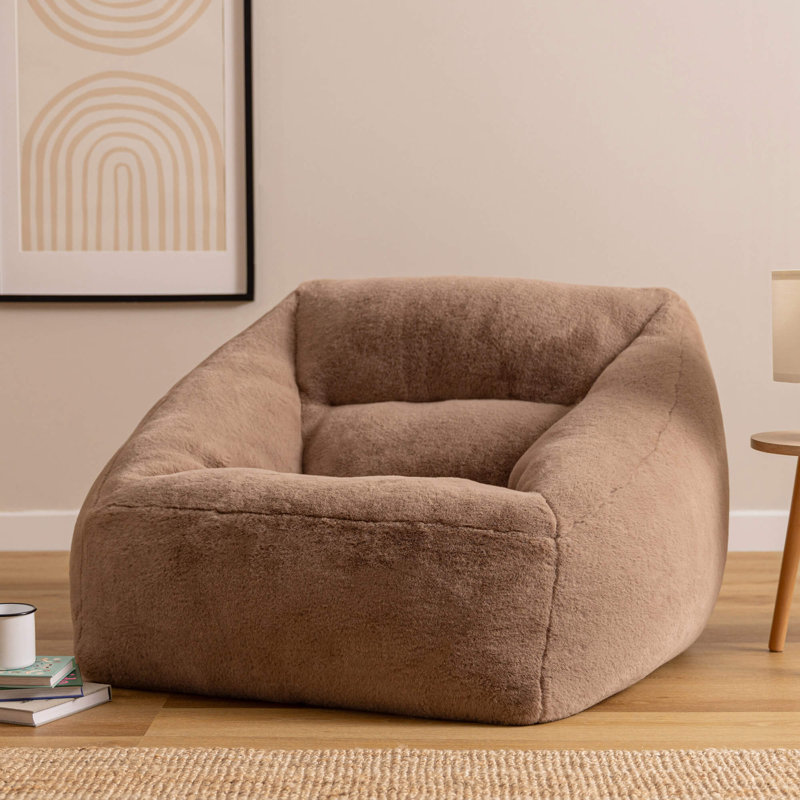 Bean Bag Bazaar Natalia Faux Fur Armchair Bean Bag, Brown
