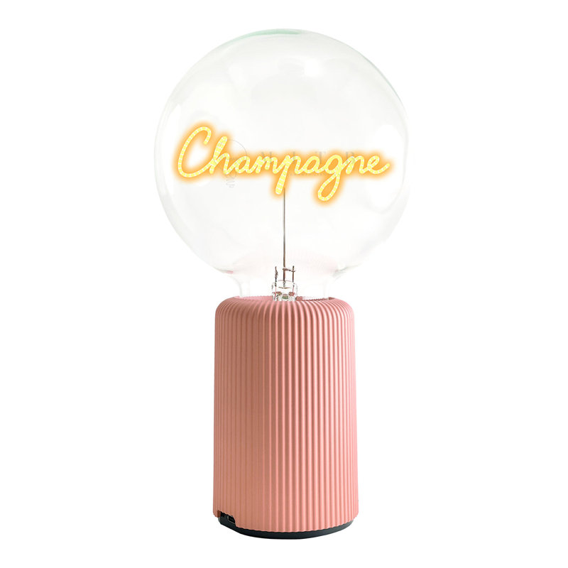 Ampoule CHAMPAGNE Lampe de table ambre avec base PORTABLE Pop Nomad, H 19 po x l 6,8 po x P 13 po, Rose