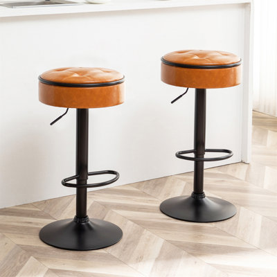 Ensemble de 2 tabourets ronds avec rangement
