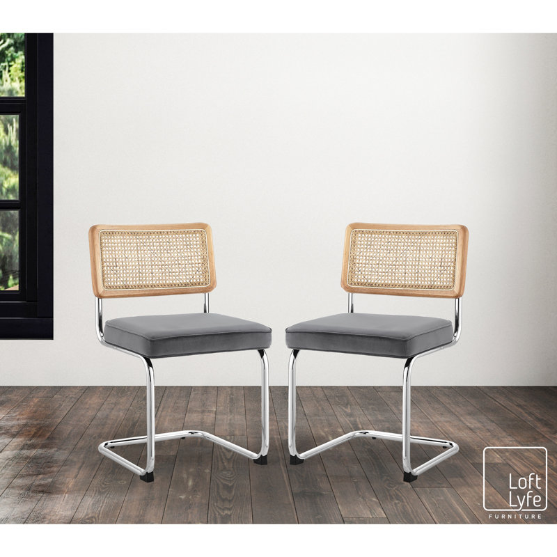 Chaise parsons en velours Allayah, Gris, Argent